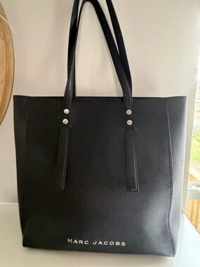 Marc Jacobs Black Pebbled Leather Tote with Silver Stud Accents. NWOT